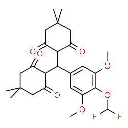 ChemSpider 2D Image | 2,2'-{[4-(Difluoromethoxy)-3,5-dimethoxyphenyl]methylene}bis(5,5-dimethyl-1,3-cyclohexanedione) | C26H32F2O7