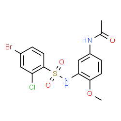 ChemSpider 2D Image | N-(3-{[(4-Bromo-2-chlorophenyl)sulfonyl]amino}-4-methoxyphenyl)acetamide | C15H14BrClN2O4S