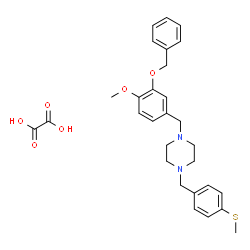 ChemSpider 2D Image | 1-[3-(Benzyloxy)-4-methoxybenzyl]-4-[4-(methylsulfanyl)benzyl]piperazine ethanedioate (1:1) | C29H34N2O6S
