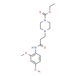 ChemSpider 2D Image | Ethyl 4-{3-[(2,4-dimethoxyphenyl)amino]-3-oxopropyl}-1-piperazinecarboxylate | C18H27N3O5