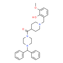 ChemSpider 2D Image | [4-(Diphenylmethyl)-1-piperazinyl][1-(2-hydroxy-3-methoxybenzyl)-4-piperidinyl]methanone | C31H37N3O3