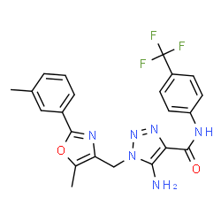 ChemSpider 2D Image | 5-Amino-1-{[5-methyl-2-(3-methylphenyl)-1,3-oxazol-4-yl]methyl}-N-[4-(trifluoromethyl)phenyl]-1H-1,2,3-triazole-4-carboxamide | C22H19F3N6O2