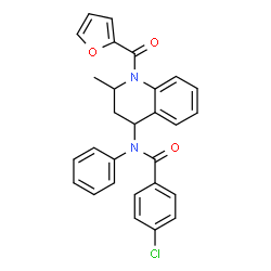 ChemSpider 2D Image | 4-Chloro-N-[1-(2-furoyl)-2-methyl-1,2,3,4-tetrahydro-4-quinolinyl]-N-phenylbenzamide | C28H23ClN2O3
