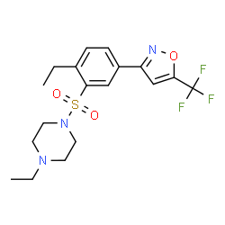 ChemSpider 2D Image | 1-Ethyl-4-({2-ethyl-5-[5-(trifluoromethyl)-1,2-oxazol-3-yl]phenyl}sulfonyl)piperazine | C18H22F3N3O3S