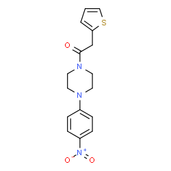 ChemSpider 2D Image | 1-[4-(4-Nitrophenyl)-1-piperazinyl]-2-(2-thienyl)ethanone | C16H17N3O3S