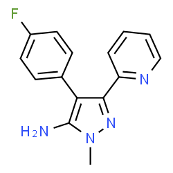 ChemSpider 2D Image | 4-(4-Fluorophenyl)-1-methyl-3-(2-pyridinyl)-1H-pyrazol-5-amine | C15H13FN4