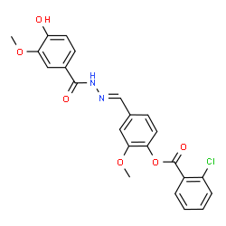 ChemSpider 2D Image | 4-{(E)-[(4-Hydroxy-3-methoxybenzoyl)hydrazono]methyl}-2-methoxyphenyl 2-chlorobenzoate | C23H19ClN2O6