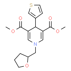ChemSpider 2D Image | Dimethyl 1-(tetrahydro-2-furanylmethyl)-4-(3-thienyl)-1,4-dihydro-3,5-pyridinedicarboxylate | C18H21NO5S
