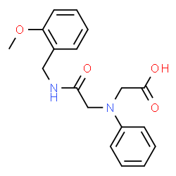 ChemSpider 2D Image | [{2-[(2-Methoxybenzyl)amino]-2-oxoethyl}(phenyl)amino]acetic acid | C18H20N2O4