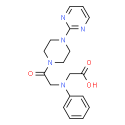 ChemSpider 2D Image | Glycine, N-[2-oxo-2-[4-(2-pyrimidinyl)-1-piperazinyl]ethyl]-N-phenyl- | C18H21N5O3