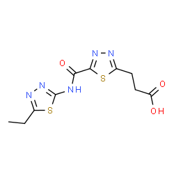 ChemSpider 2D Image | 3-{5-[(5-Ethyl-1,3,4-thiadiazol-2-yl)carbamoyl]-1,3,4-thiadiazol-2-yl}propanoic acid | C10H11N5O3S2