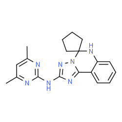 ChemSpider 2D Image | N-(4,6-Dimethyl-2-pyrimidinyl)-6'H-spiro[cyclopentane-1,5'-[1,2,4]triazolo[1,5-c]quinazolin]-2'-amine | C19H21N7