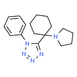 ChemSpider 2D Image | 1-Phenyl-5-[1-(1-pyrrolidinyl)cyclohexyl]-1H-tetrazole | C17H23N5
