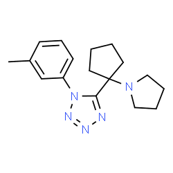 ChemSpider 2D Image | 1-(3-Methylphenyl)-5-[1-(1-pyrrolidinyl)cyclopentyl]-1H-tetrazole | C17H23N5