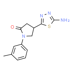 ChemSpider 2D Image | 4-(5-Amino-1,3,4-thiadiazol-2-yl)-1-(3-methylphenyl)-2-pyrrolidinone | C13H14N4OS
