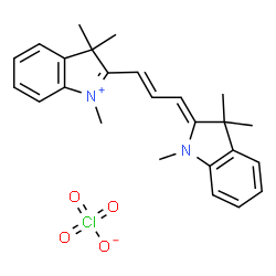 ChemSpider 2D Image | 1,3,3-Trimethyl-2-[(1E,3Z)-3-(1,3,3-trimethyl-1,3-dihydro-2H-indol-2-ylidene)-1-propen-1-yl]-3H-indolium perchlorate | C25H29ClN2O4