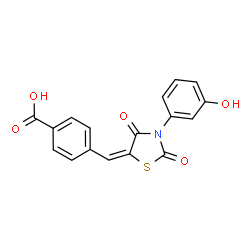 ChemSpider 2D Image | 4-{(E)-[3-(3-Hydroxyphenyl)-2,4-dioxo-1,3-thiazolidin-5-ylidene]methyl}benzoic acid | C17H11NO5S