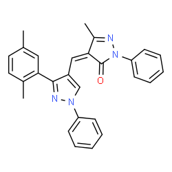 ChemSpider 2D Image | (4Z)-4-{[3-(2,5-Dimethylphenyl)-1-phenyl-1H-pyrazol-4-yl]methylene}-5-methyl-2-phenyl-2,4-dihydro-3H-pyrazol-3-one | C28H24N4O
