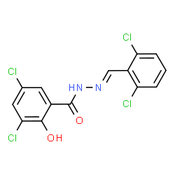 ChemSpider 2D Image | 3,5-Dichloro-N'-[(E)-(2,6-dichlorophenyl)methylene]-2-hydroxybenzohydrazide | C14H8Cl4N2O2