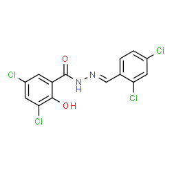 ChemSpider 2D Image | 3,5-Dichloro-N'-[(E)-(2,4-dichlorophenyl)methylene]-2-hydroxybenzohydrazide | C14H8Cl4N2O2
