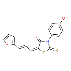 ChemSpider 2D Image | (5E)-5-[(2E)-3-(2-Furyl)-2-propen-1-ylidene]-3-(4-hydroxyphenyl)-2-thioxo-1,3-thiazolidin-4-one | C16H11NO3S2