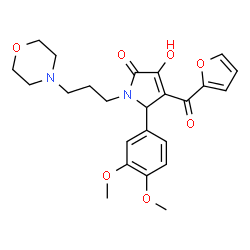 ChemSpider 2D Image | 5-(3,4-Dimethoxyphenyl)-4-(2-furoyl)-3-hydroxy-1-[3-(4-morpholinyl)propyl]-1,5-dihydro-2H-pyrrol-2-one | C24H28N2O7