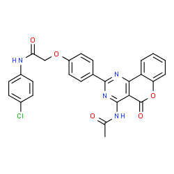 ChemSpider 2D Image | 2-[4-(4-Acetamido-5-oxo-5H-chromeno[4,3-d]pyrimidin-2-yl)phenoxy]-N-(4-chlorophenyl)acetamide | C27H19ClN4O5