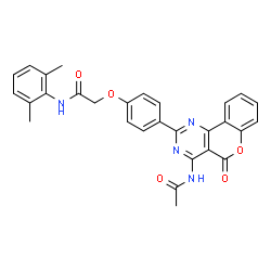ChemSpider 2D Image | 2-[4-(4-Acetamido-5-oxo-5H-chromeno[4,3-d]pyrimidin-2-yl)phenoxy]-N-(2,6-dimethylphenyl)acetamide | C29H24N4O5