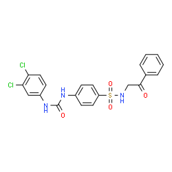 ChemSpider 2D Image | 4-{[(3,4-Dichlorophenyl)carbamoyl]amino}-N-(2-oxo-2-phenylethyl)benzenesulfonamide | C21H17Cl2N3O4S