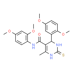 ChemSpider 2D Image | N-(2,4-Dimethoxyphenyl)-4-(2,5-dimethoxyphenyl)-6-methyl-2-thioxo-1,2,3,4-tetrahydro-5-pyrimidinecarboxamide | C22H25N3O5S