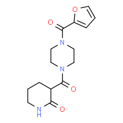 ChemSpider 2D Image | 3-{[4-(2-Furoyl)-1-piperazinyl]carbonyl}-2-piperidinone | C15H19N3O4