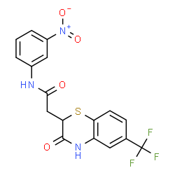 ChemSpider 2D Image | N-(3-Nitrophenyl)-2-[3-oxo-6-(trifluoromethyl)-3,4-dihydro-2H-1,4-benzothiazin-2-yl]acetamide | C17H12F3N3O4S