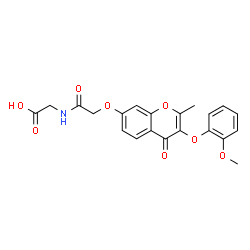 ChemSpider 2D Image | N-({[3-(2-Methoxyphenoxy)-2-methyl-4-oxo-4H-chromen-7-yl]oxy}acetyl)glycine | C21H19NO8