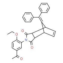 ChemSpider 2D Image | 4-(5-Acetyl-2-ethoxyphenyl)-10-(diphenylmethylene)-4-azatricyclo[5.2.1.0~2,6~]dec-8-ene-3,5-dione | C32H27NO4