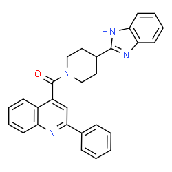 ChemSpider 2D Image | [4-(1H-Benzimidazol-2-yl)-1-piperidinyl](2-phenyl-4-quinolinyl)methanone | C28H24N4O