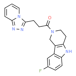 ChemSpider 2D Image | 1-(8-Fluoro-1,3,4,5-tetrahydro-2H-pyrido[4,3-b]indol-2-yl)-3-([1,2,4]triazolo[4,3-a]pyridin-3-yl)-1-propanone | C20H18FN5O