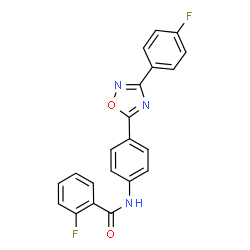 ChemSpider 2D Image | 2-Fluoro-N-{4-[3-(4-fluorophenyl)-1,2,4-oxadiazol-5-yl]phenyl}benzamide | C21H13F2N3O2