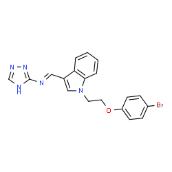 ChemSpider 2D Image | N-[(E)-{1-[2-(4-Bromophenoxy)ethyl]-1H-indol-3-yl}methylene]-4H-1,2,4-triazol-3-amine | C19H16BrN5O