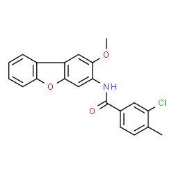 ChemSpider 2D Image | 3-Chloro-N-(2-methoxydibenzo[b,d]furan-3-yl)-4-methylbenzamide | C21H16ClNO3