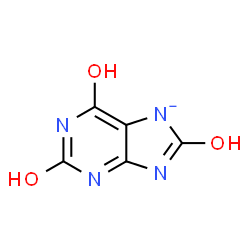 ChemSpider 2D Image | 2,6,8-Trioxo-1,2,3,6,8,9-hexahydropurin-7-ide | C5H3N4O3