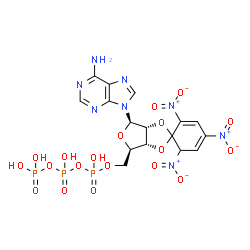 ChemSpider 2D Image | 2',3'-O-(2,4,6-Trinitro-2,4-cyclohexadiene-1,1-diyl)adenosine 5'-(tetrahydrogen triphosphate) | C16H17N8O19P3