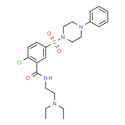 ChemSpider 2D Image | 2-Chloro-N-[2-(diethylamino)ethyl]-5-[(4-phenyl-1-piperazinyl)sulfonyl]benzamide | C23H31ClN4O3S