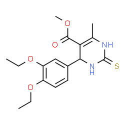 ChemSpider 2D Image | Methyl 4-(3,4-diethoxyphenyl)-6-methyl-2-thioxo-1,2,3,4-tetrahydro-5-pyrimidinecarboxylate | C17H22N2O4S