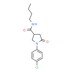 ChemSpider 2D Image | N-Butyl-1-(4-chlorophenyl)-5-oxo-3-pyrrolidinecarboxamide | C15H19ClN2O2