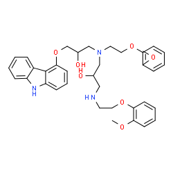 ChemSpider 2D Image | 1-(9H-Carbazol-4-yloxy)-3-{(2-hydroxy-3-{[2-(2-methoxyphenoxy)ethyl]amino}propyl)[2-(2-methoxyphenoxy)ethyl]amino}-2-propanol | C36H43N3O7