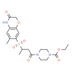 ChemSpider 2D Image | Ethyl 4-{3-[(6-methyl-3-oxo-3,4-dihydro-2H-1,4-benzoxazin-7-yl)sulfonyl]butanoyl}-1-piperazinecarboxylate | C20H27N3O7S