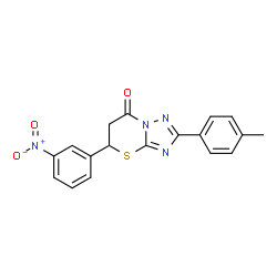 ChemSpider 2D Image | 2-(4-Methylphenyl)-5-(3-nitrophenyl)-5,6-dihydro-7H-[1,2,4]triazolo[5,1-b][1,3]thiazin-7-one | C18H14N4O3S