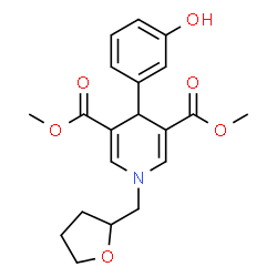 ChemSpider 2D Image | 4-(3-hydroxyphenyl)-1-(2-oxolanylmethyl)-4H-pyridine-3,5-dicarboxylic acid dimethyl ester | C20H23NO6