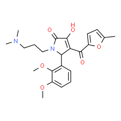 ChemSpider 2D Image | 5-(2,3-Dimethoxyphenyl)-1-[3-(dimethylamino)propyl]-3-hydroxy-4-(5-methyl-2-furoyl)-1,5-dihydro-2H-pyrrol-2-one | C23H28N2O6