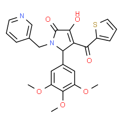ChemSpider 2D Image | 3-Hydroxy-1-(3-pyridinylmethyl)-4-(2-thienylcarbonyl)-5-(3,4,5-trimethoxyphenyl)-1,5-dihydro-2H-pyrrol-2-one | C24H22N2O6S